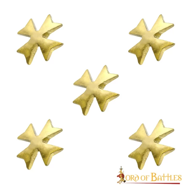 Borchie in ottone con croce templare, set 5 pezzi - immagine 2