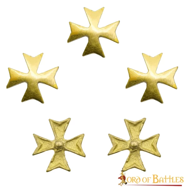 Borchie in ottone con croce templare, set 5 pezzi - immagine 3