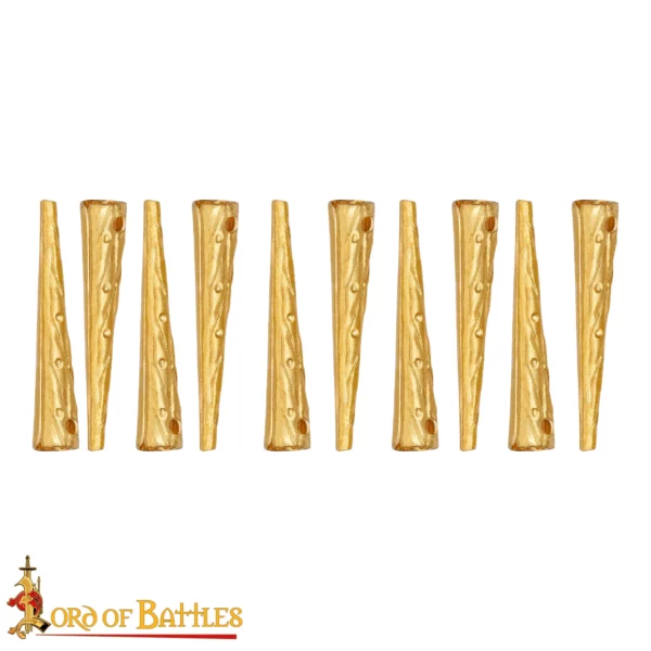Puntali per lacci decorati in ottone, set 10 pezzi - immagine 2