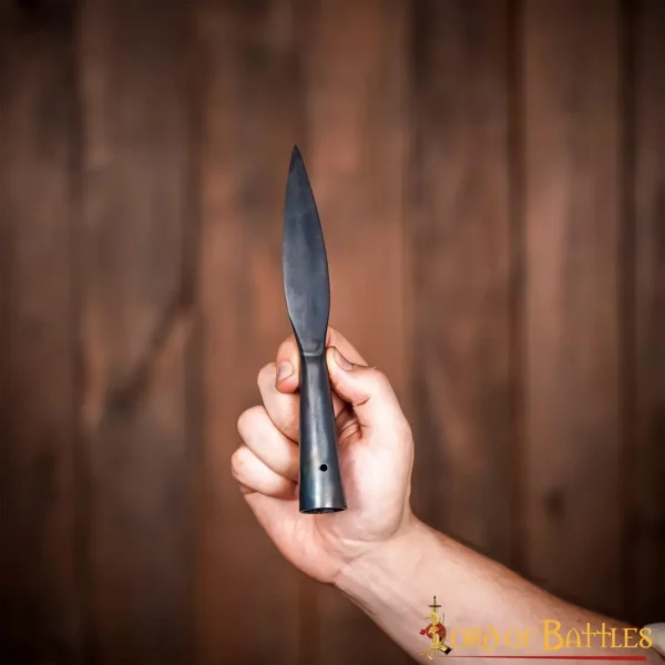 Punta di lancia nera, piccola, forgiata a mano in acciaio al carbonio - immagine 5
