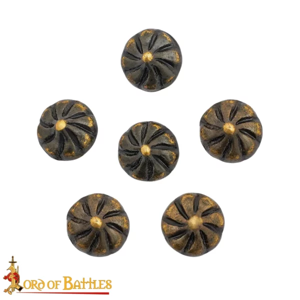 Bottoni in ottone motivo floreale, set 6 pezzi - immagine 2