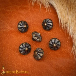 Bottoni in ottone motivo floreale, set 6 pezzi