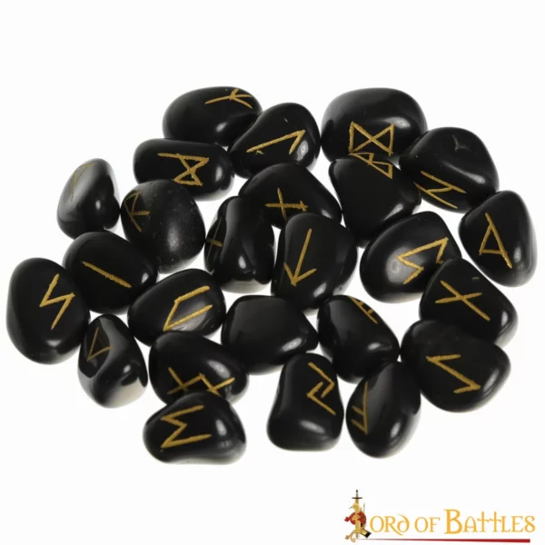 Rune in pietra onice, con sacchetto in velluto - immagine 2
