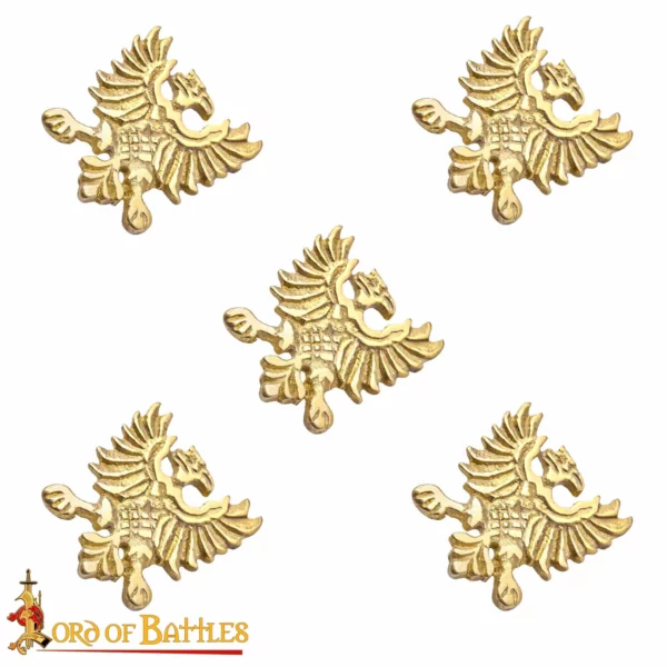 Borchie in ottone con aquila, set 5 pezzi - immagine 4