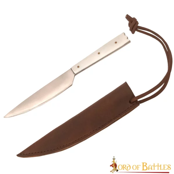 Coltello da cucina con fodero in pelle marrone, ca. 19 cm - immagine 2