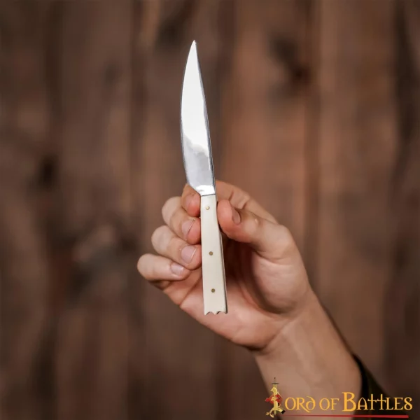 Coltello da cucina con fodero in pelle marrone, ca. 19 cm - immagine 3