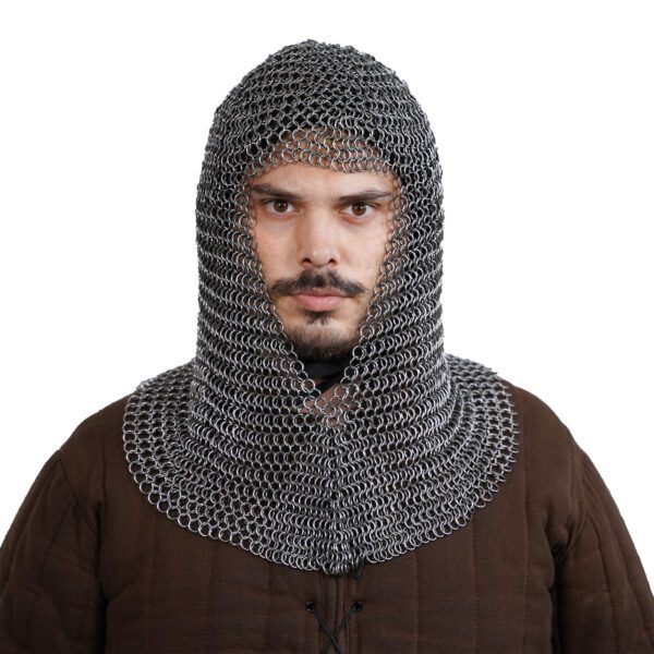 Camaglio, apertura viso a V, ID 9mm, acciaio dolce, finitura naturale