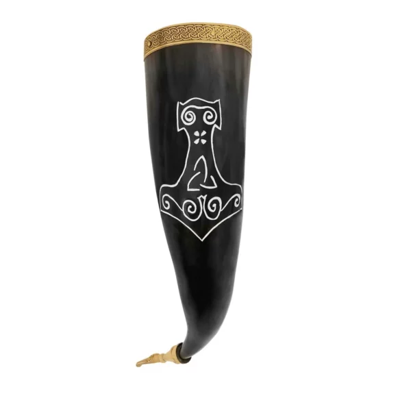 Corno Mjölnir, cerimoniale con decorazioni in ottone, 350ml ca.