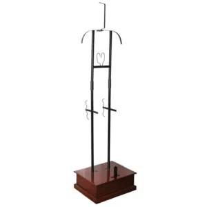 Espositore per armatura completa in acciaio con base in legno massello