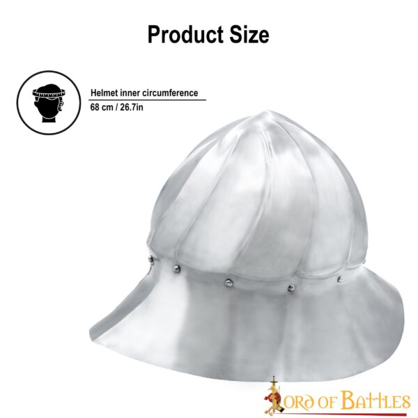 Cappello d’arme Borgognone, XV secolo, acciaio da 1,6 mm - immagine 2